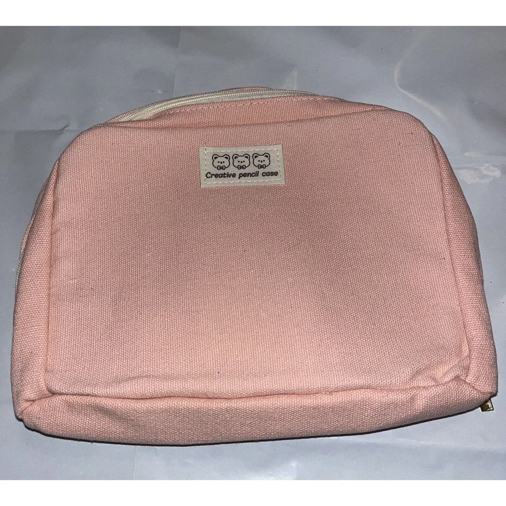 Large Pink Canvas Pencil Case